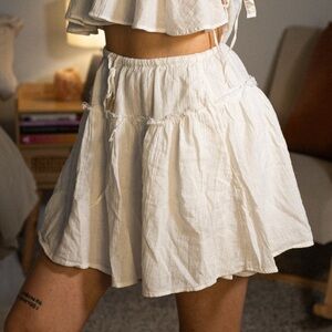 Free People Ivory Drawstring Skirt